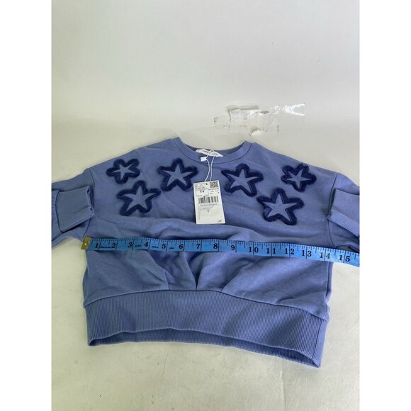 MNG by Mango Kids Blue Stars Cotton Long Sleeve Crop Sweatshirt Top Girls 5-6 - Picture 6 of 8